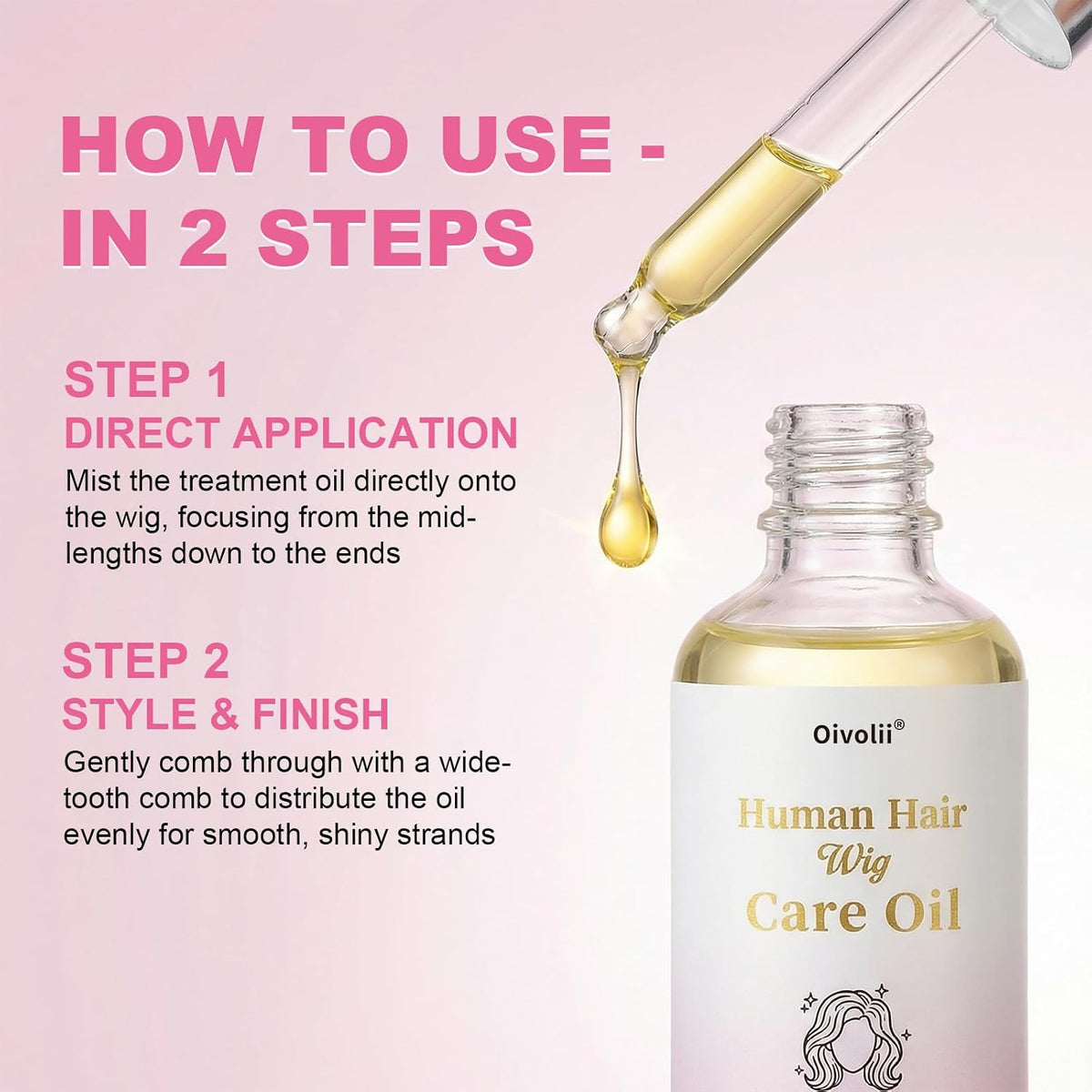 Human Hair Wig Care Oil Spray – Professional Anti Frizz Serum, Lightweight Shine & Smoothing Hair Oil, Detangler & Heat Protectant for Real Hair Wigs & Extensions