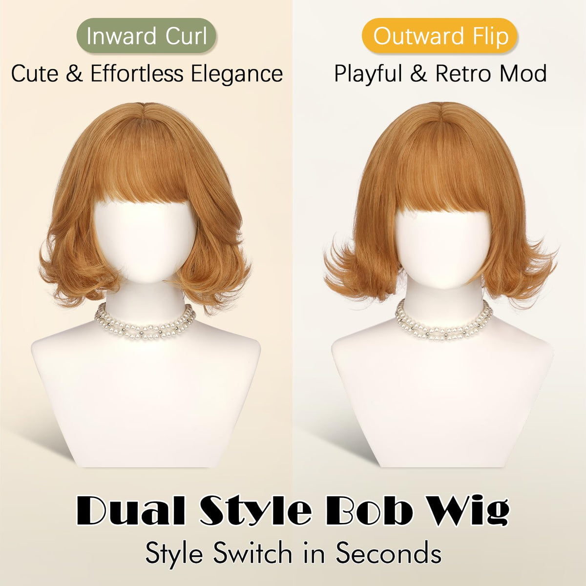 SOFEIYAN Short Wavy Violet Blue Wig - 12 Inch Dark Ginger Bob Wig with Bangs for Women Curly Shoulder Length Bob Wig with Bangs Soft Synthetic Hair Wigs for Girls Daily Party Use