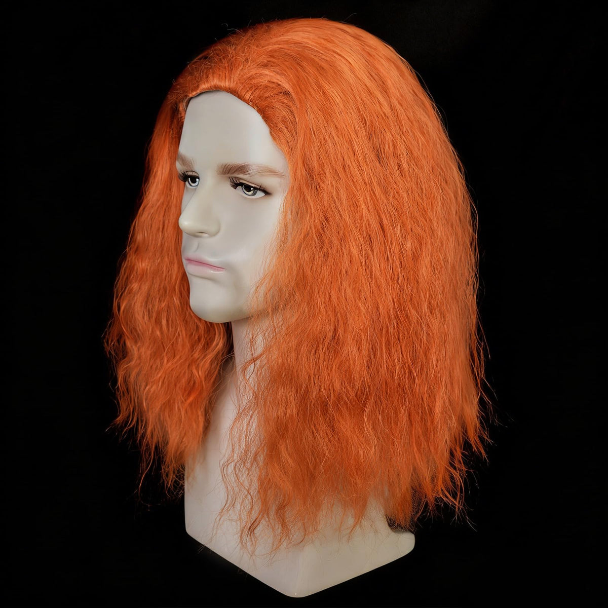 Mens Brown Wig Shoulder Length Brown Curly Male Wig