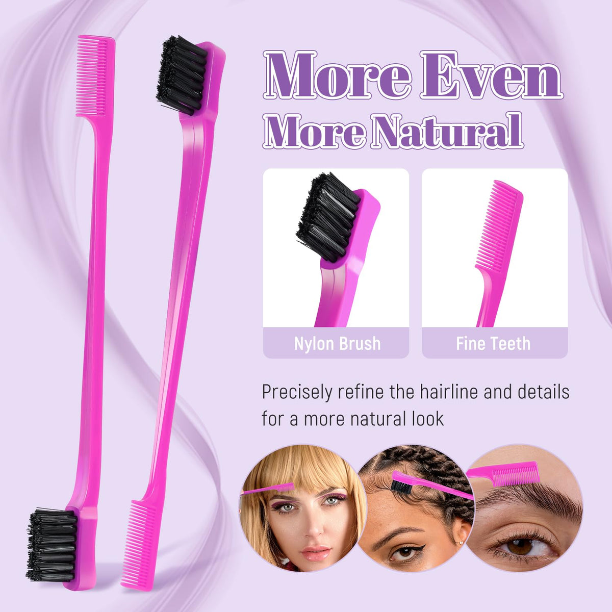 Wig Brush Comb Set, Premium Matte Grip, 2pcs Professional Extension Brush with Ergonomic Travel Size Design for Human and Synthetic Hair