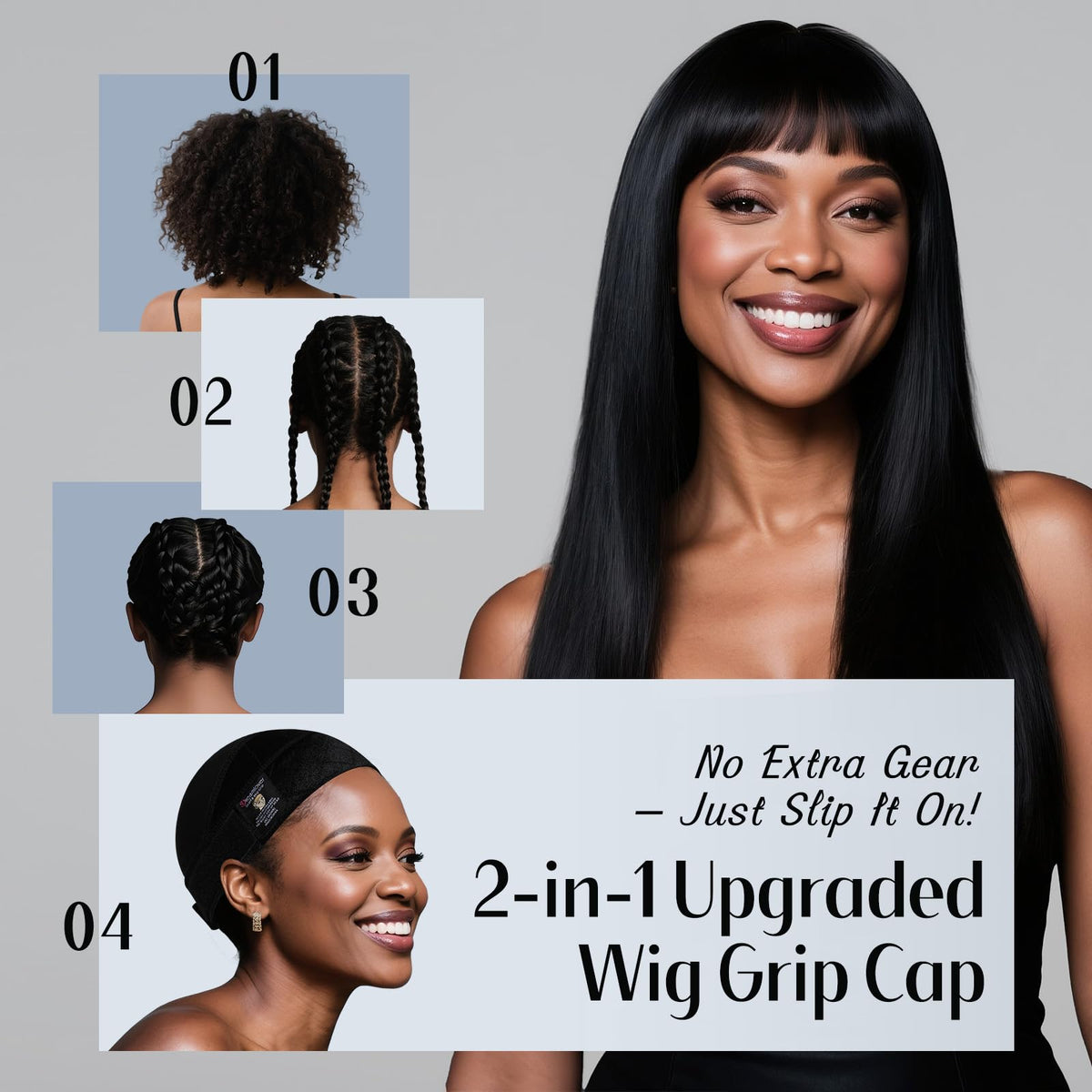 Dreamlover Wig Grip Cap,2-in-1 Wig Cap with Grip Band, Nude, 1 PCS