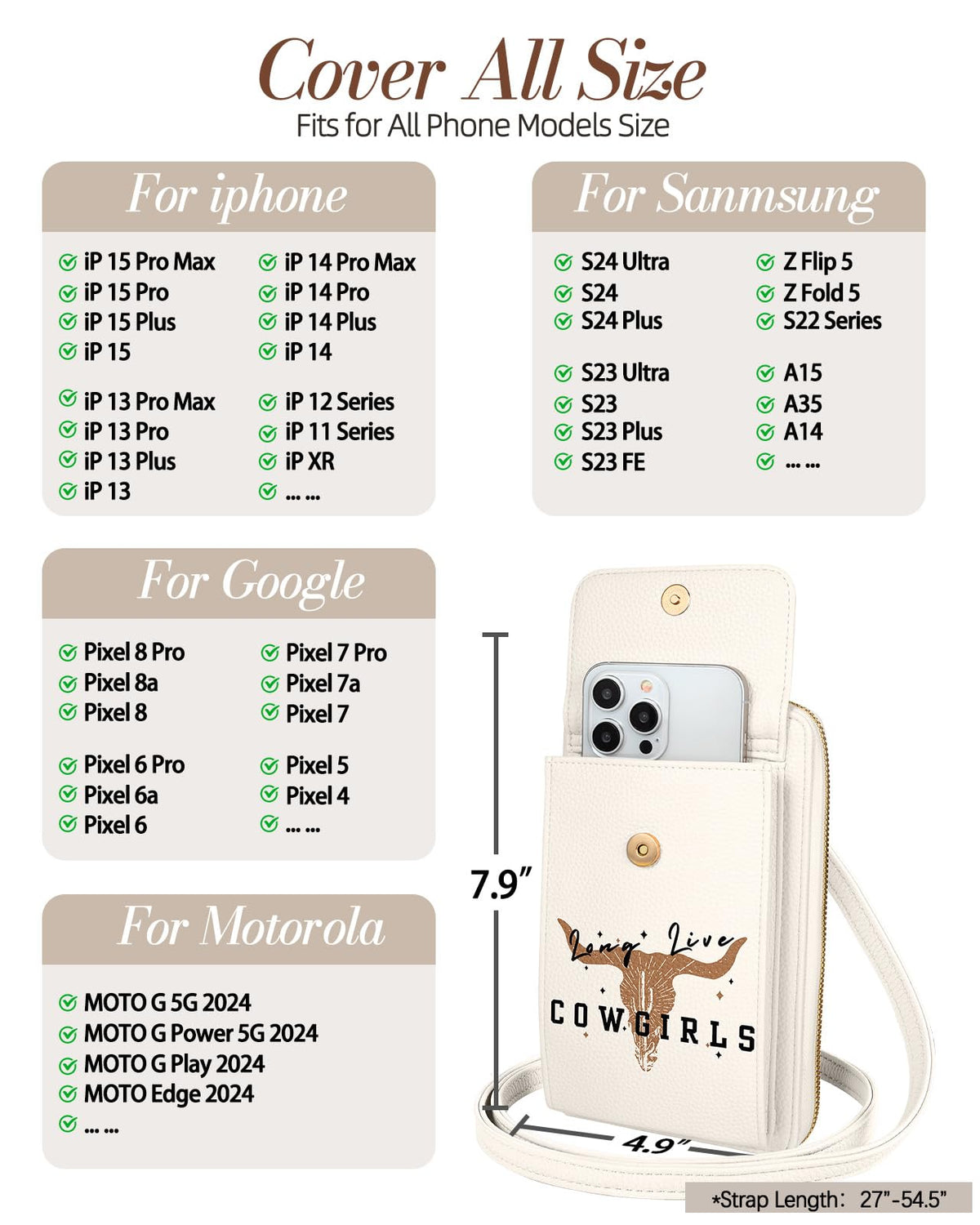 Miss Adola Leather Cell Phone Purse Crossbody Bag for Women