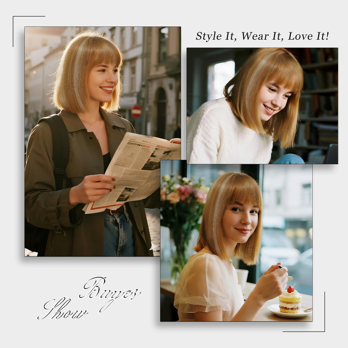 Black Bob Wig with Bangs Short Black Straight Wig for Women