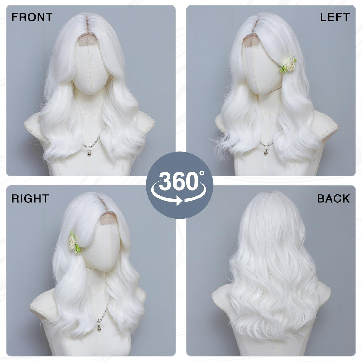 MORICA Ombre Dark Green Wigs for Women, 18 Inch Wavy Middle Part Wig