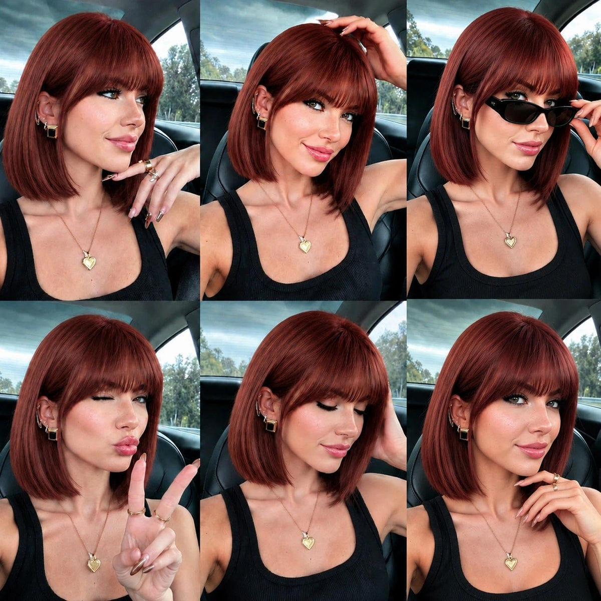 Bob Wig with Bangs for Women Short Straight Bob Wigs for Women 12inch