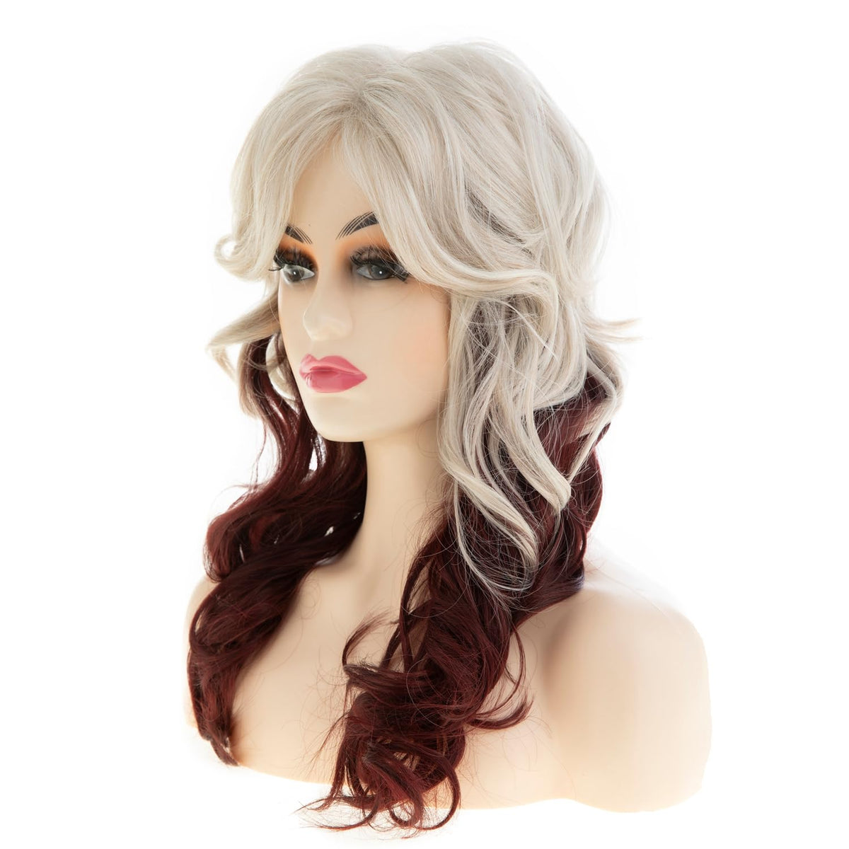 Long Curly Wavy Silver Grey to Purple Wig Side Part Natural Looking Synthetic Cosplay Wig for Women
