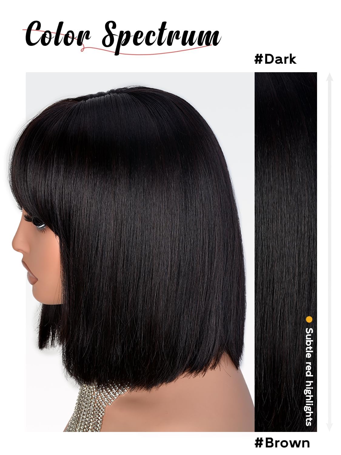 Bob Wig with Bangs for Women Short Straight Bob Wigs for Women 12inch