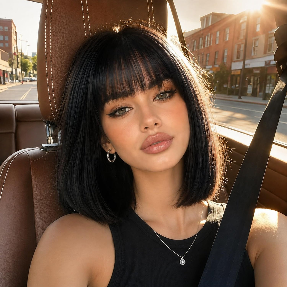 Hightlight Brown Bob Wig With Bangs Short Bob Wigs for Women Girl