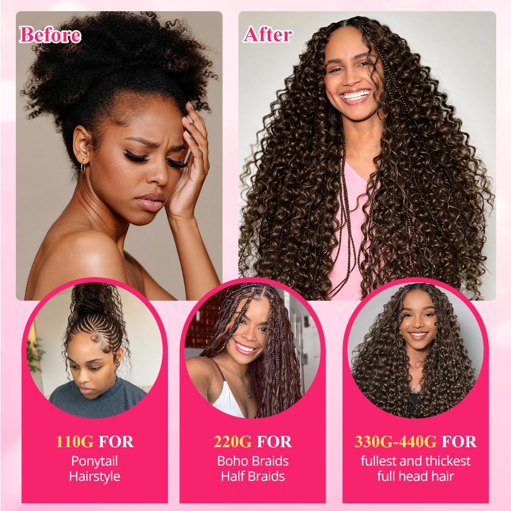 16 Inch Deep Wave Knotless Feather Crochet Human Hair #27 110g