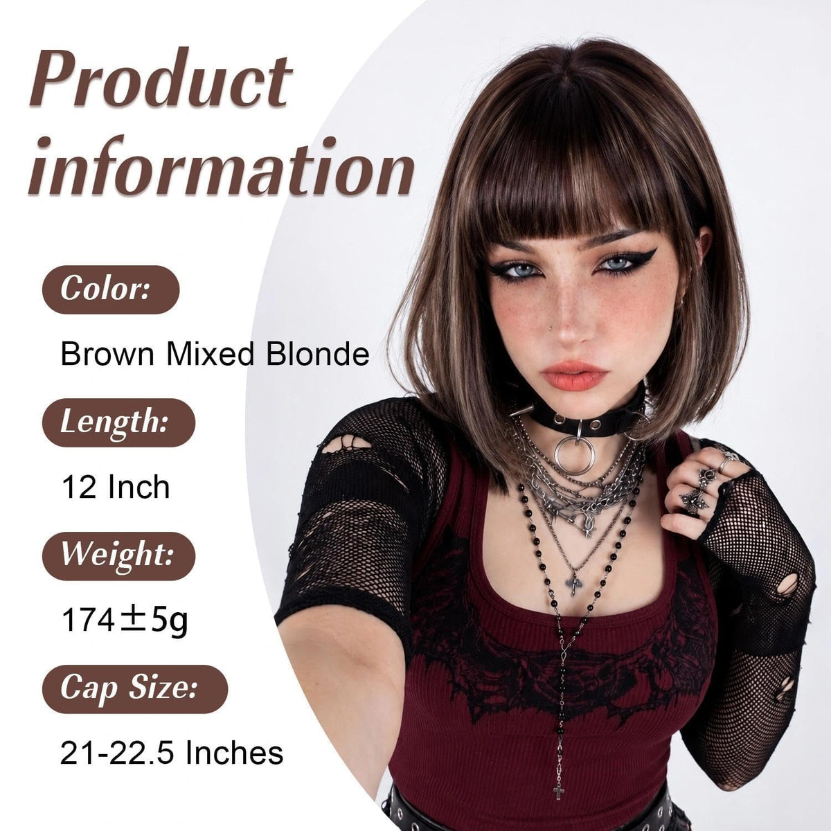 Bob Wig with Bangs for Women Short Straight Bob Wigs for Women 12inch