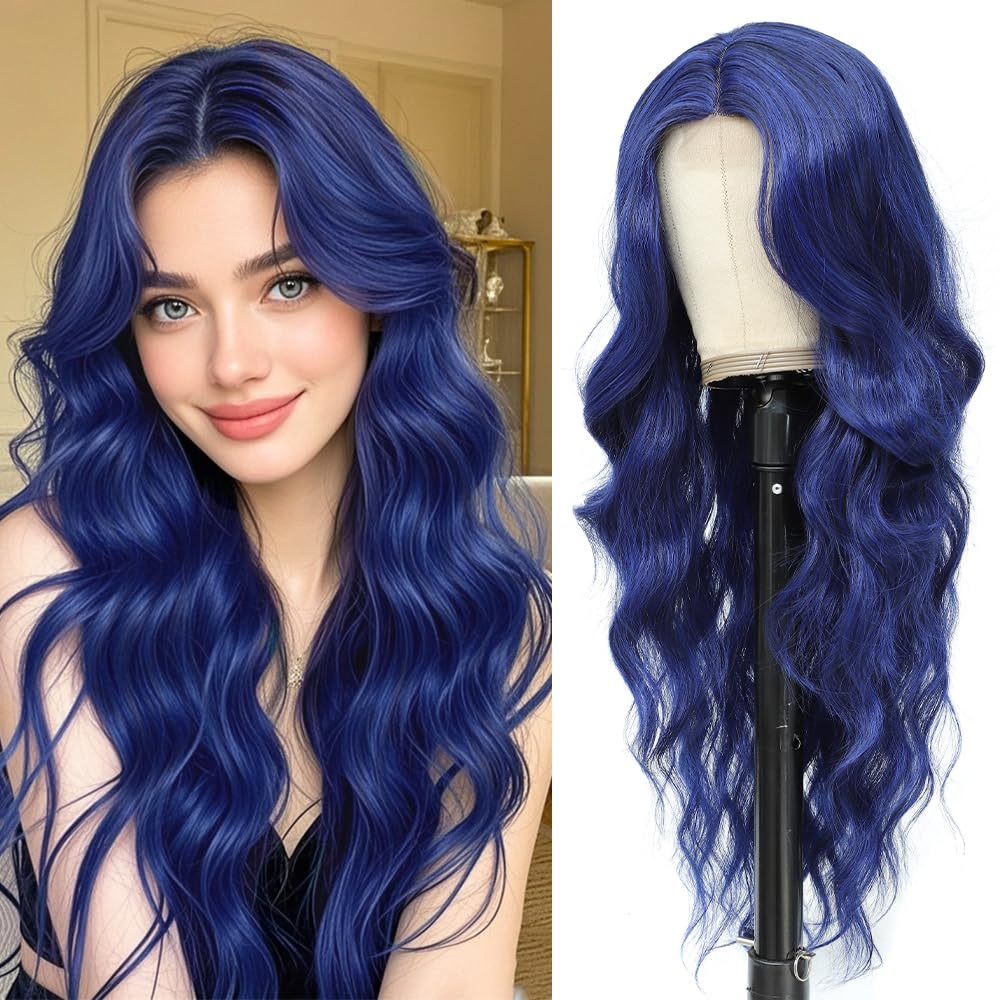 HMHIFI Blonde Wig for Women,26 Inch Long Wavy Curly Middle Part Hair