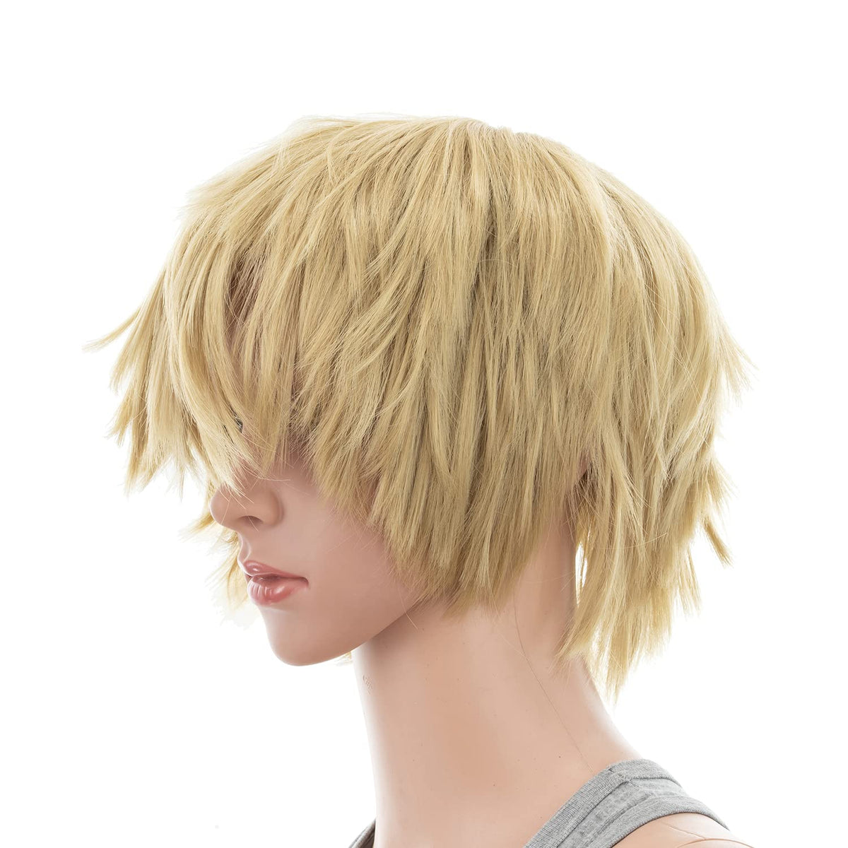 SWACC Unisex Fashion Spiky Layered Short Anime Cosplay Wig for Men and Women (1B-Off Black)