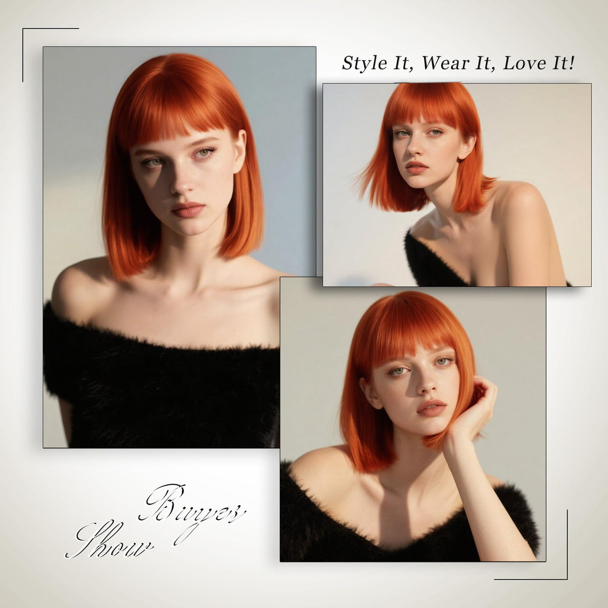 Black Bob Wig with Bangs Short Black Straight Wig for Women
