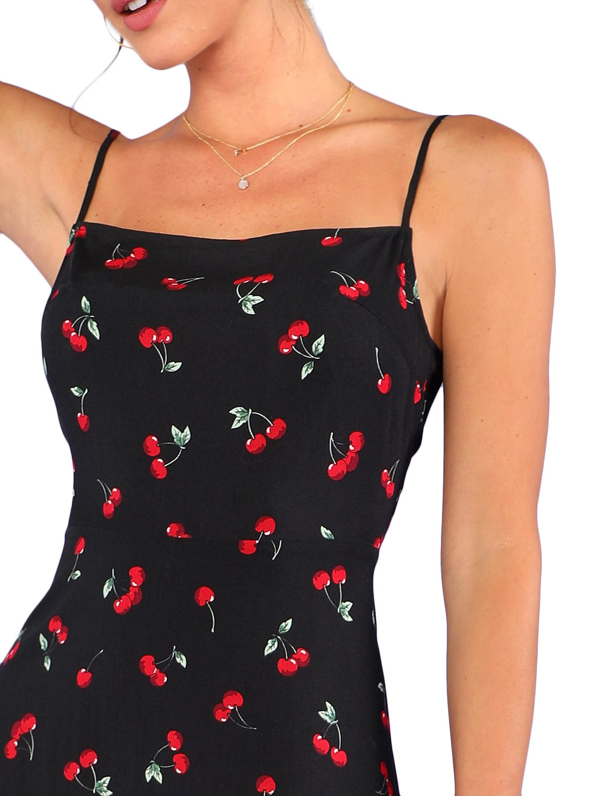 Floerns Women's Summer Floral Cherry Print A Line Short Cami Dress