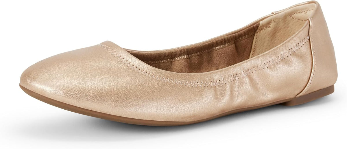 Amazon Essentials Women's Comfortable Round Toe Ballet Flats, Cushioned Memory Foam