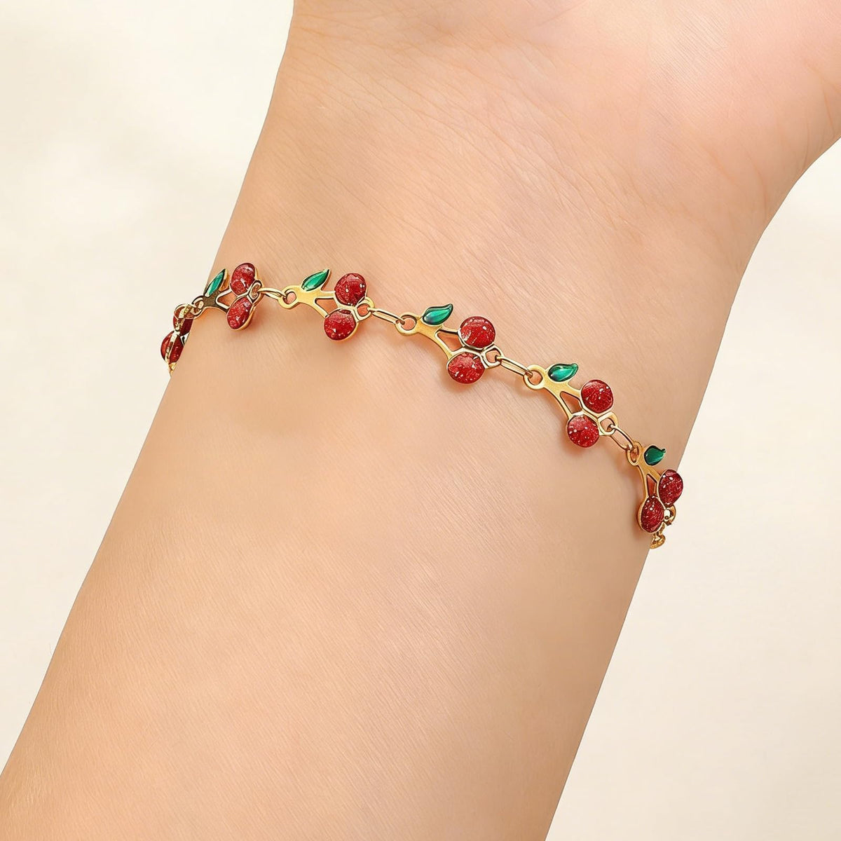 Long tiantian Cherry Bracelet for Women Cherry Dress Outfits Accessories Charm Bracelets Stack Cherry Gifts Cute Stuff Red Spring Accessories
