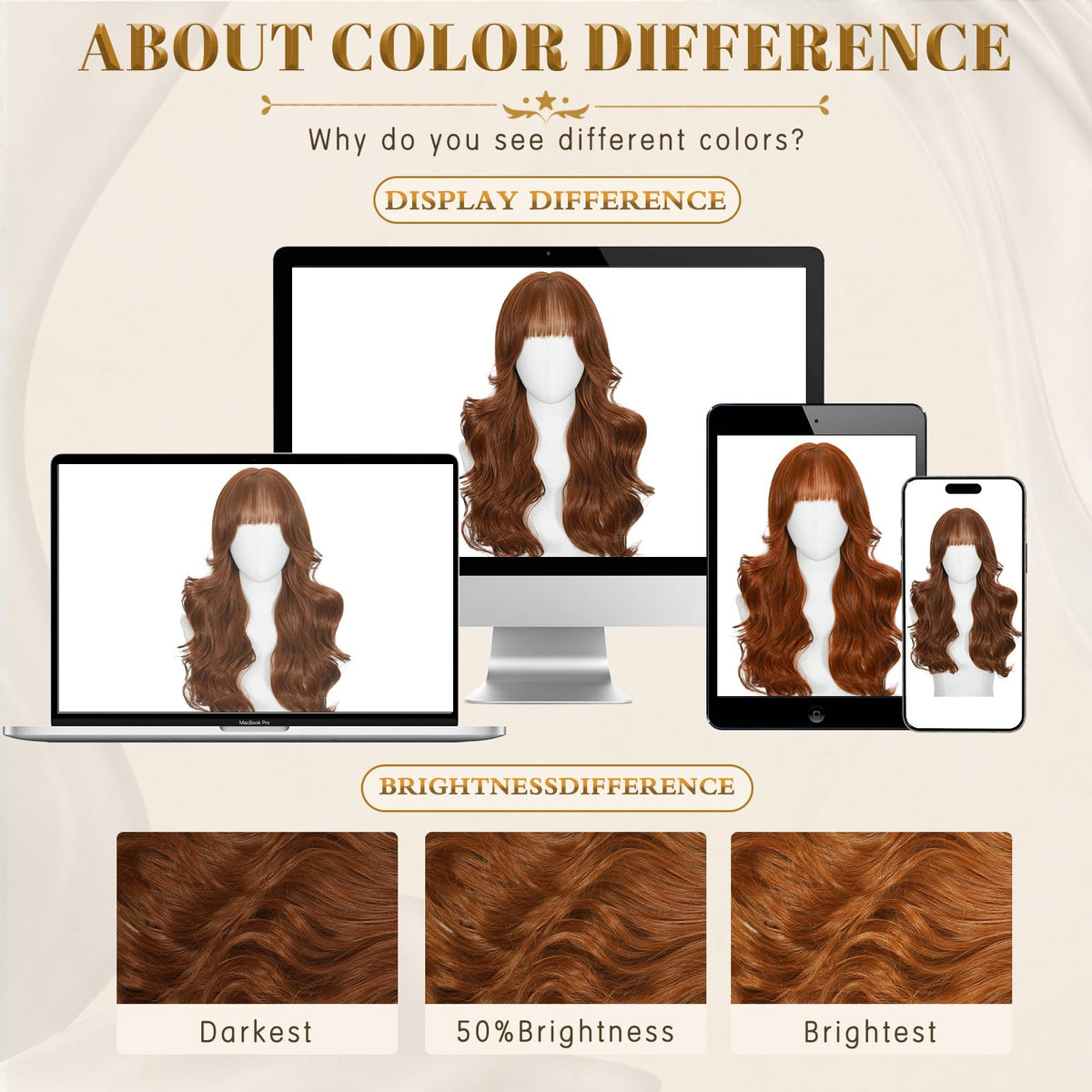 Rooted Honey Wig with Bangs for Women 24 Inch Long Wavy Synthetic Hair