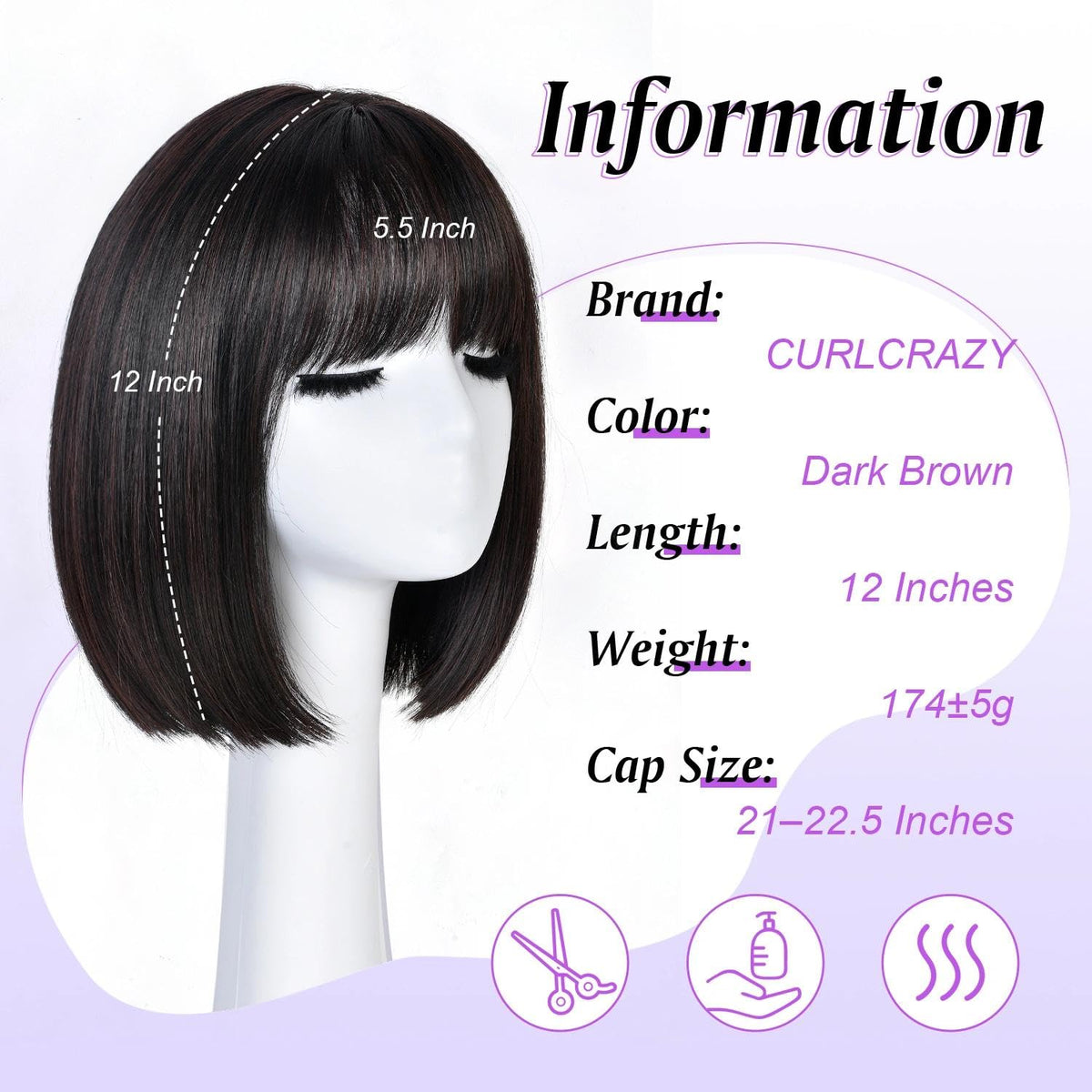 Hightlight Brown Bob Wig With Bangs Short Bob Wigs for Women Girl