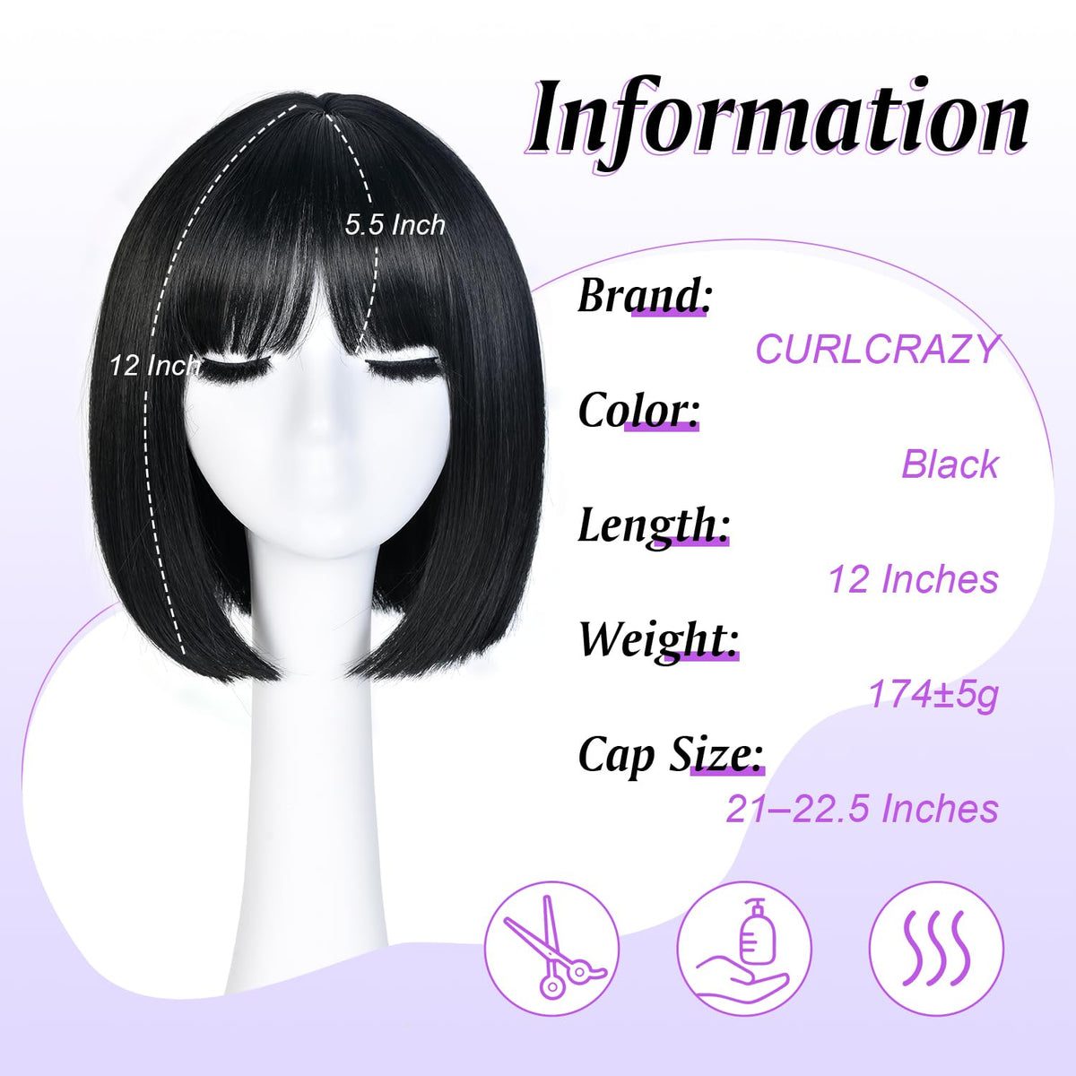 Hightlight Brown Bob Wig With Bangs Short Bob Wigs for Women Girl