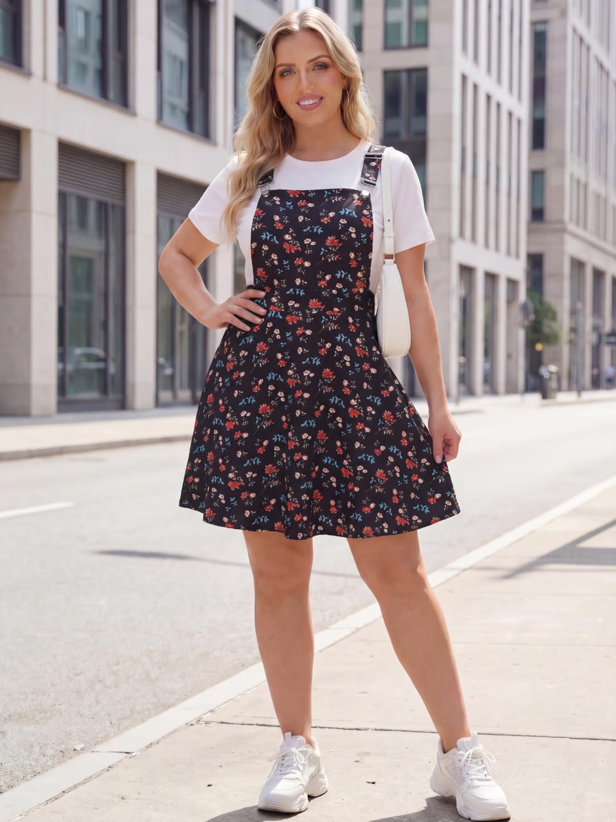 YOINS Overall Pinafore Dress for Women Pleated Mini Cute Suspender Skirt