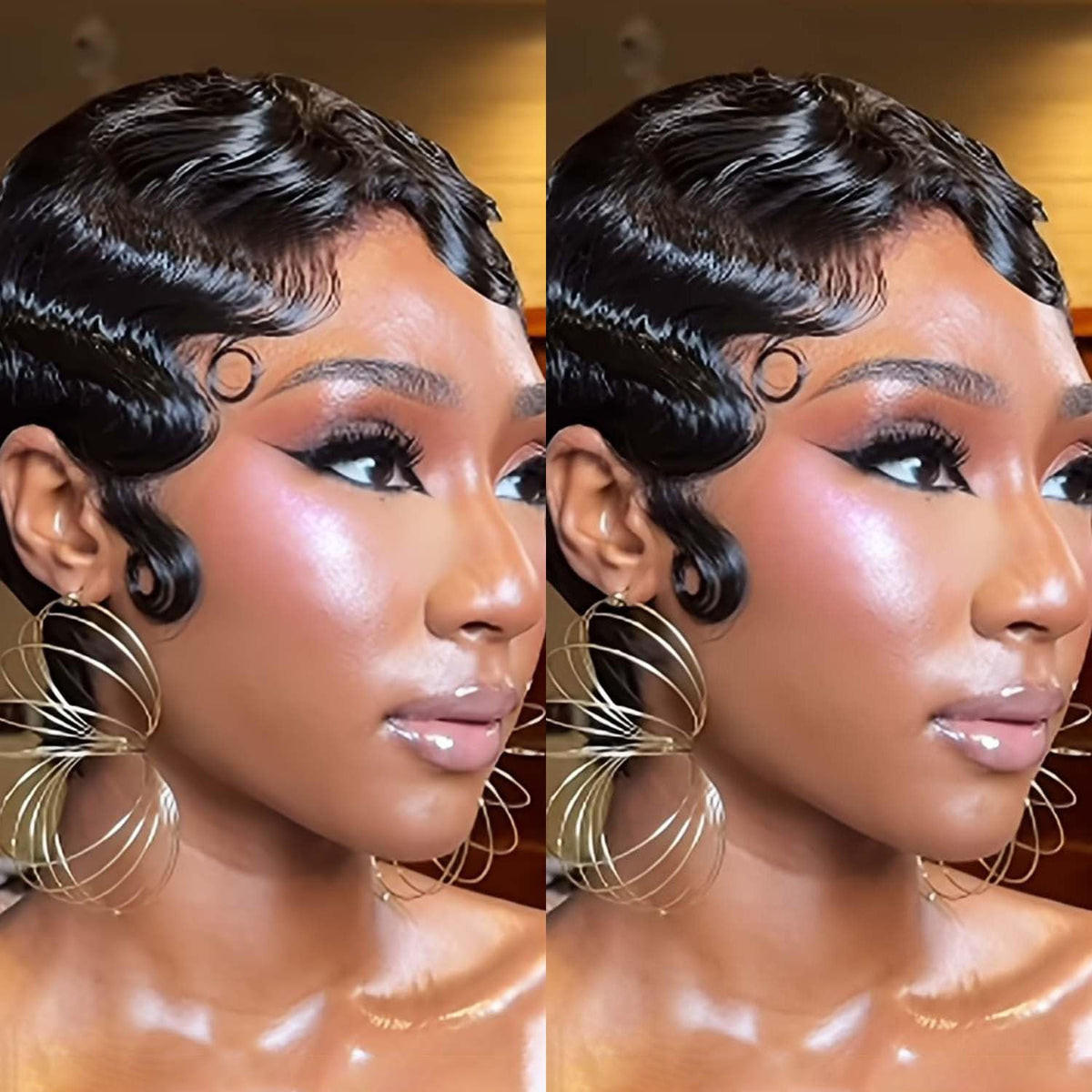 VRZ Pixie Cut Wigs for Black Women Brazilian Curly Pixie Cut Wig Human Hair Glueless Short Layered Wigs With Bangs Natural Black Color No Glue Human Hair Wig for Daily Use