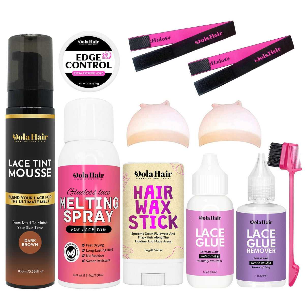 Dolahair Lace Glue Kit Wig Installation Kit & Melting Spray (Medium Brown)