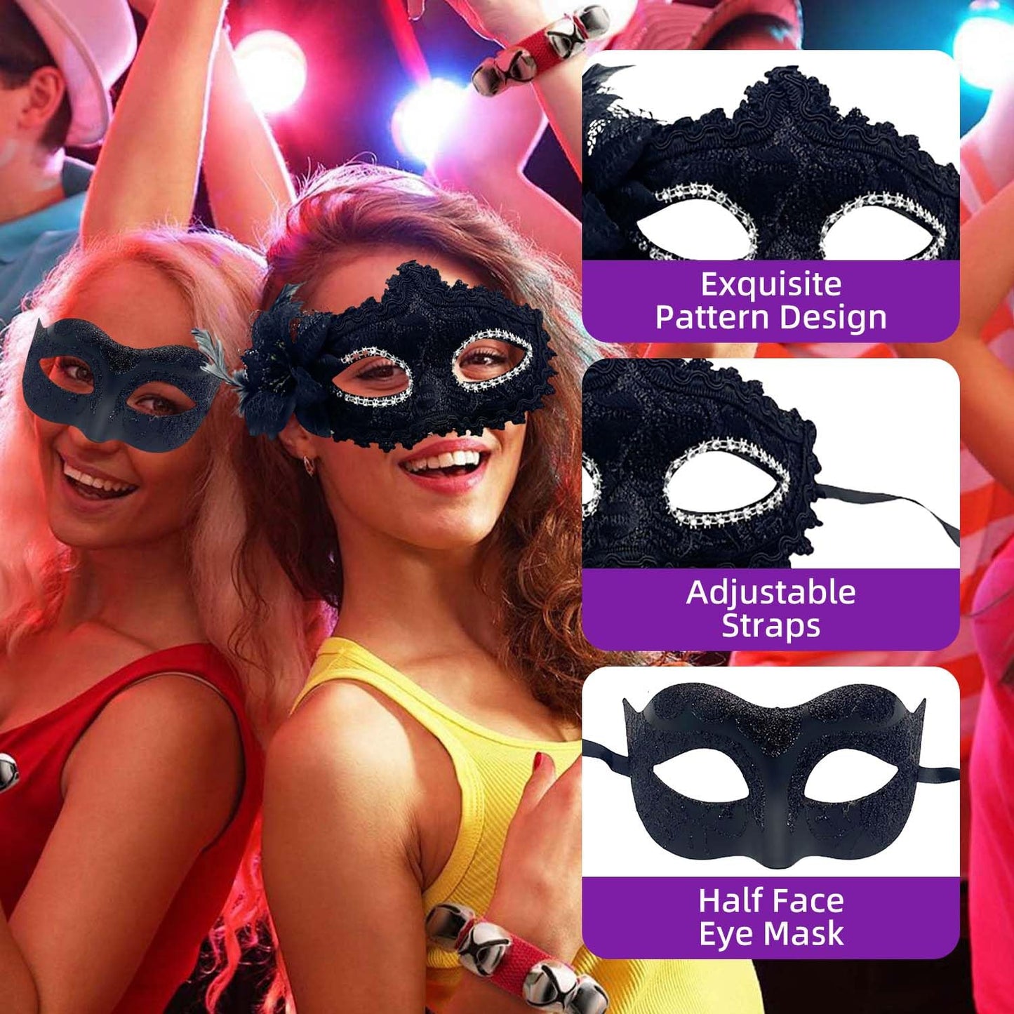 Masquerade Mask for Couples, Venetian Lace Masks for Women Men, Costume Mask for Party, Carnival