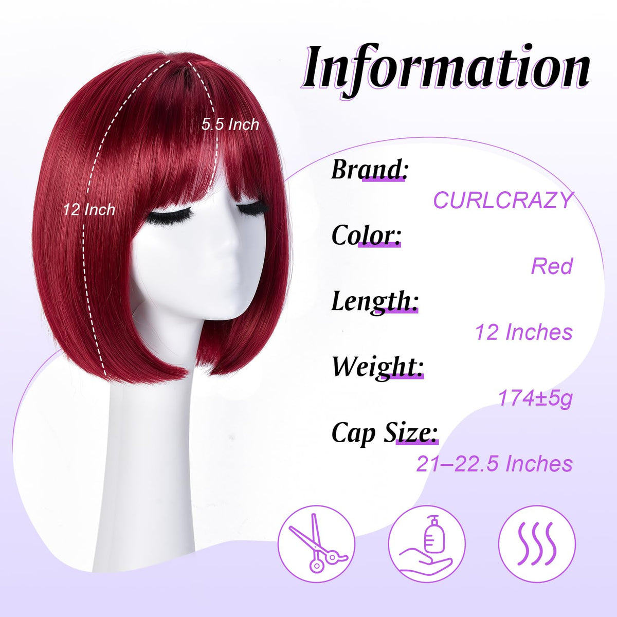 Hightlight Brown Bob Wig With Bangs Short Bob Wigs for Women Girl