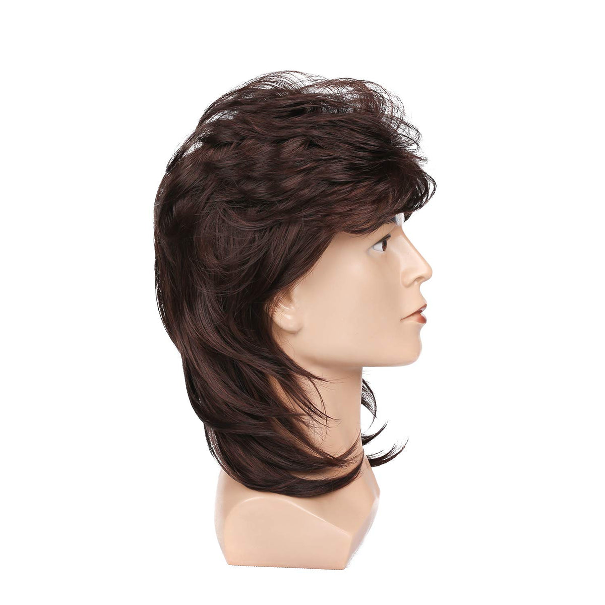 Kaneles Mullet Wigs for Men 80s Costumes Fancy Party Accessory Cosplay Halloween Wig (Light Brown)