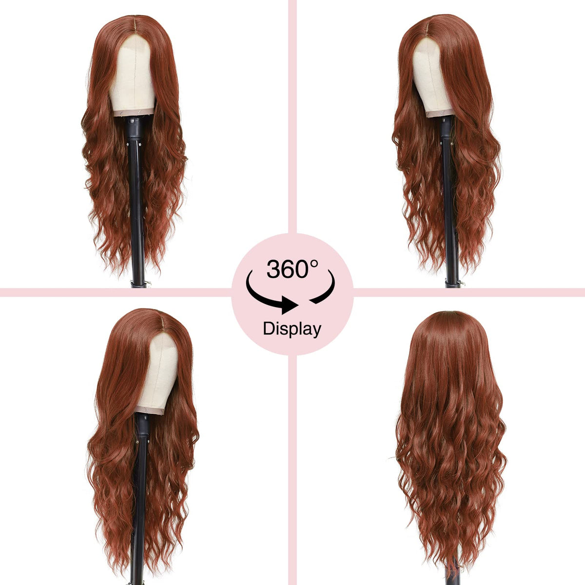NAYOO 26 Inch Long Wavy Black Wig for Women, Middle Part Natural Looking Synthetic Wig, Heat Resistant Fiber Soft & Lightweight, Realistic Scalp Long Curly Wig for Daily Wear Party Cosplay