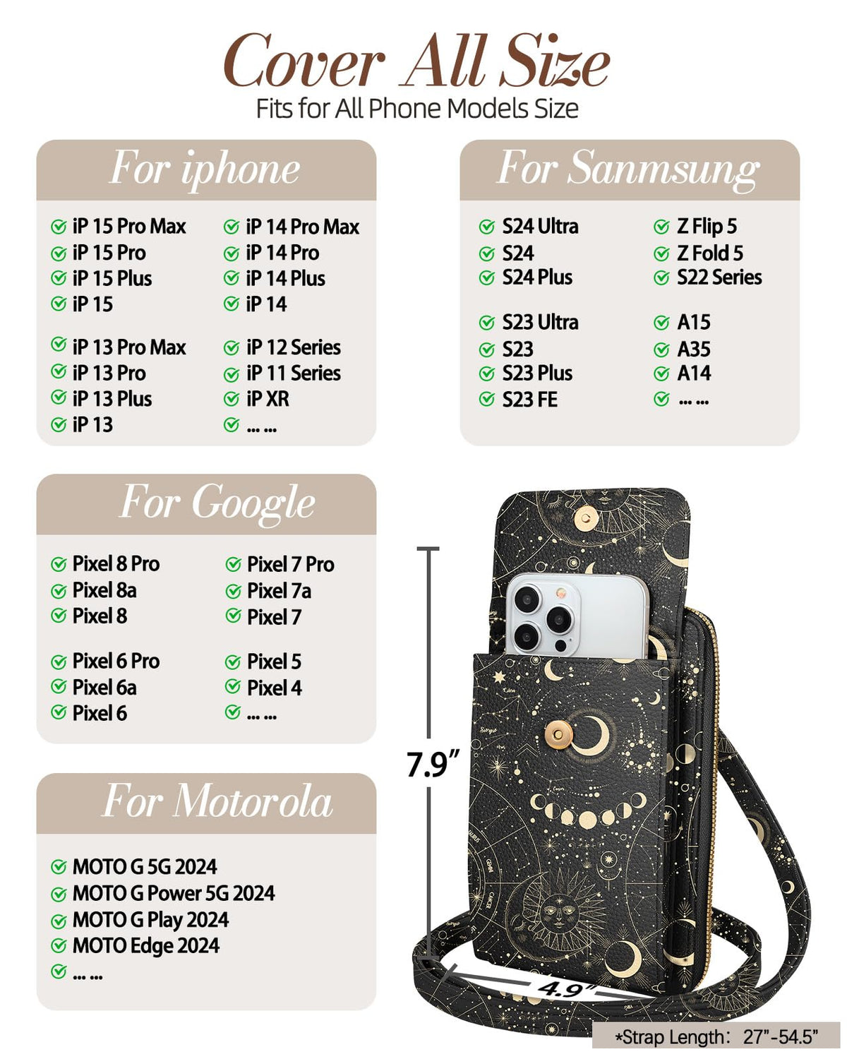 Miss Adola Leather Cell Phone Purse Crossbody Bag for Women