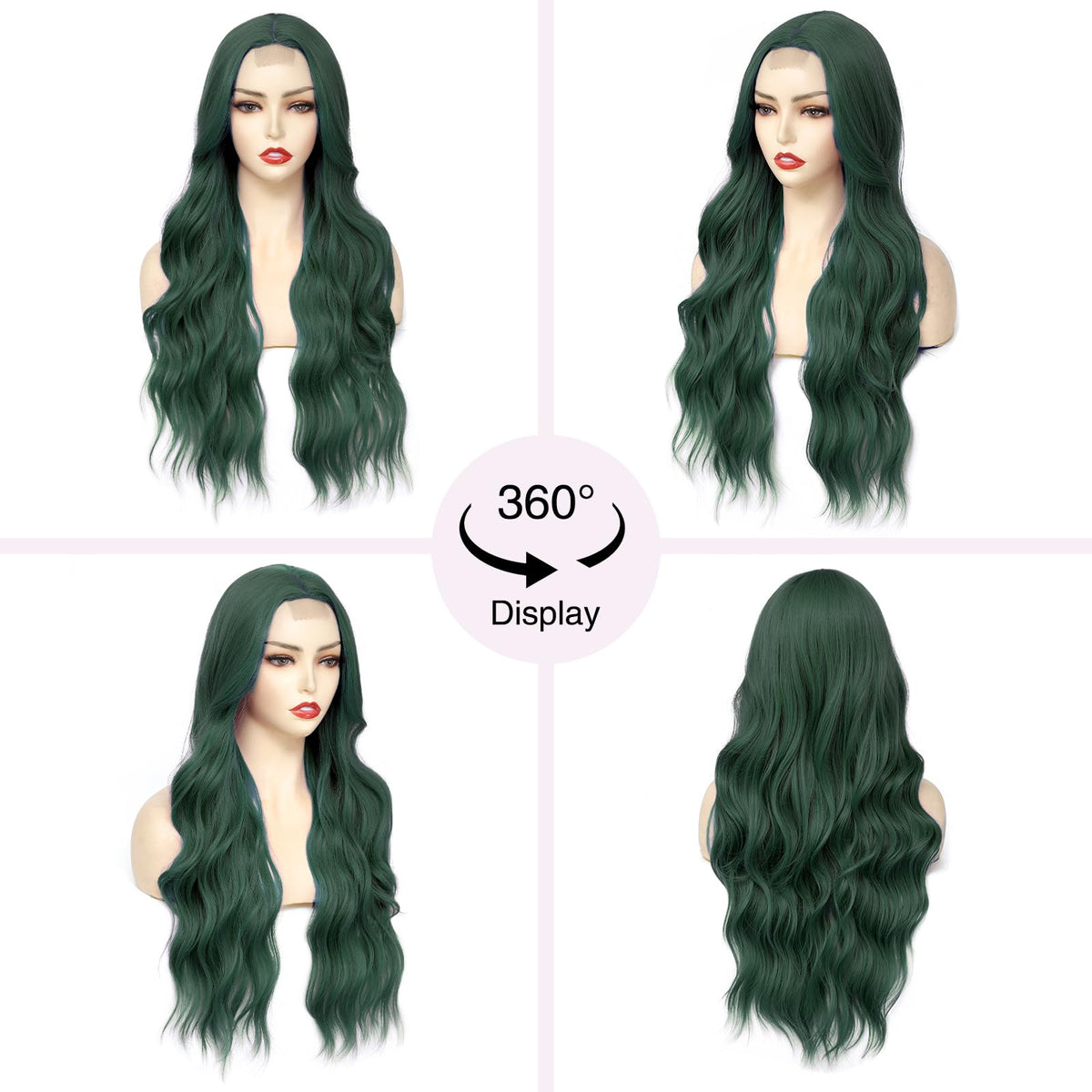 NAYOO 26 Inch Long Wavy Black Wig for Women, Middle Part Natural Looking Synthetic Wig, Heat Resistant Fiber Soft & Lightweight, Realistic Scalp Long Curly Wig for Daily Wear Party Cosplay