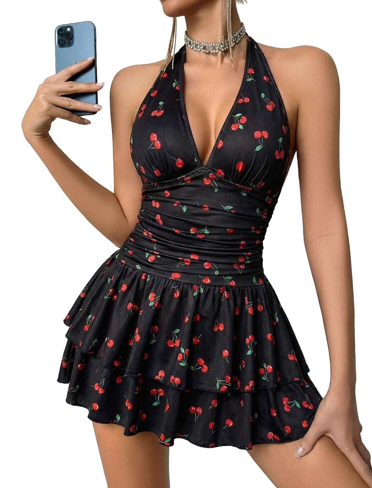 Avidlove Women's Summer Dress V Neck Halter Mini Dress Short Party Dress
