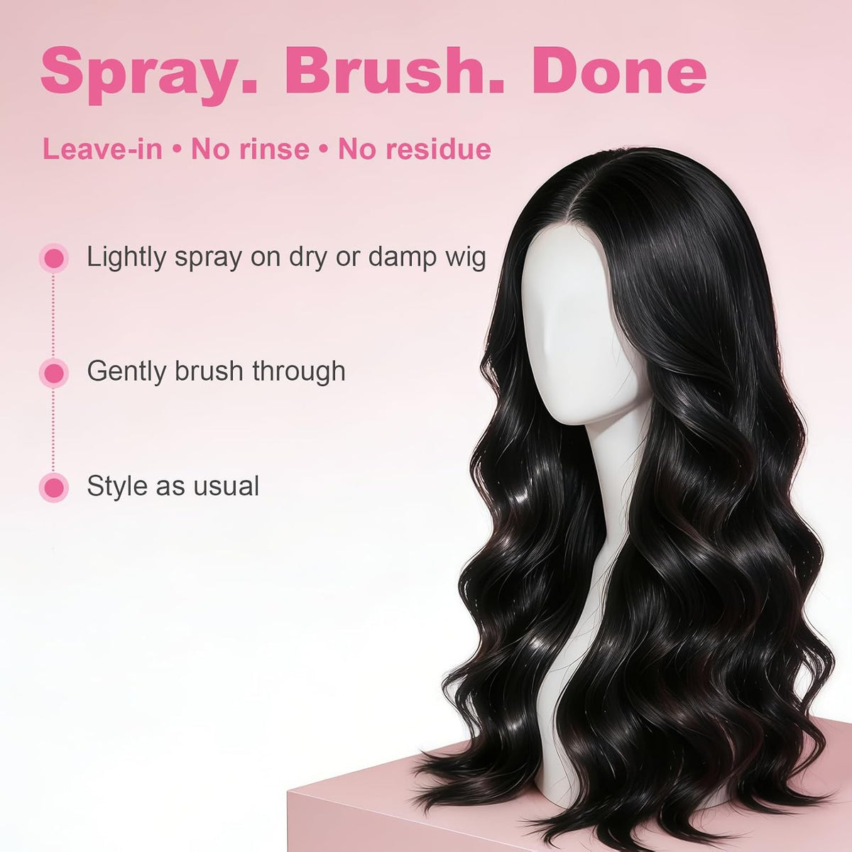 Wig Spray for Human Hair & Synthetic Wigs, Leave-In Conditioner & Detangler
