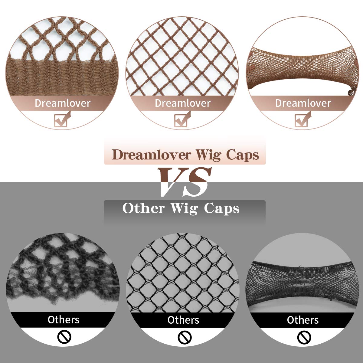 Dreamlover Wig Cap for Long Hair, No Braiding, Natural Nude, 2 Pieces