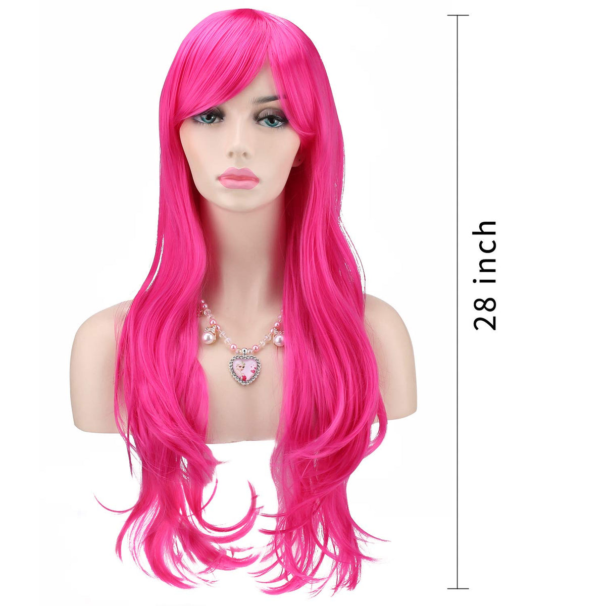 Akstore 28 inch Fashion Wigs Long Wavy Curly Hair Cosplay Wig & Wig Cap (Black)