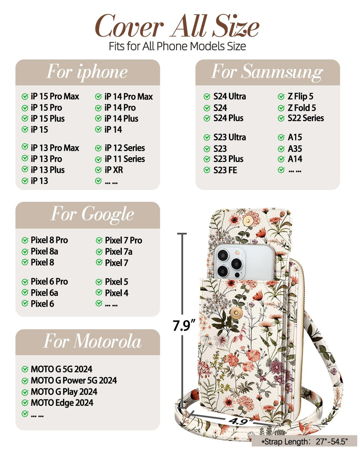 Miss Adola Leather Cell Phone Purse Crossbody Bag for Women