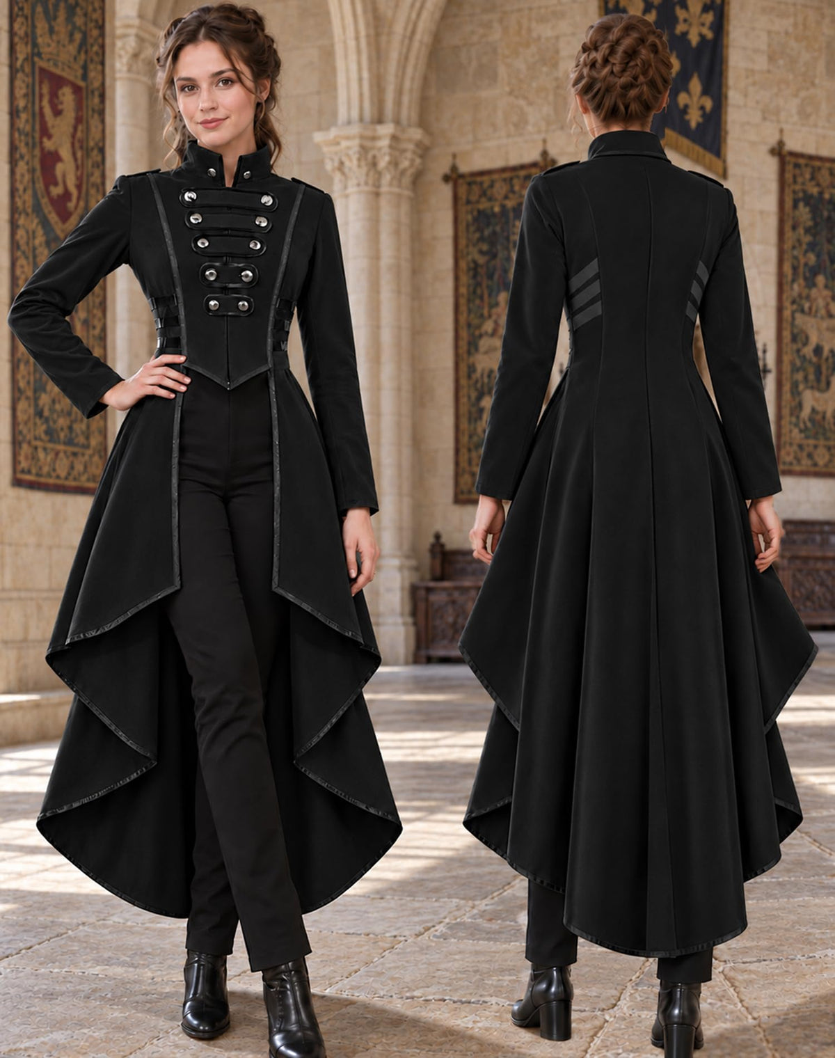 SIAEAMRG Renaissance/Pirate/Vampire/Halloween Costumes Women Jacket Coat
