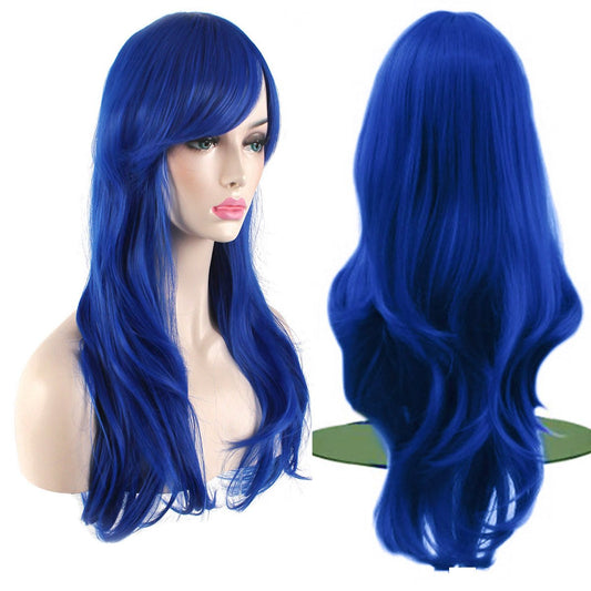 Akstore 28 inch Fashion Wigs Long Wavy Curly Hair Cosplay Wig & Wig Cap (Black)