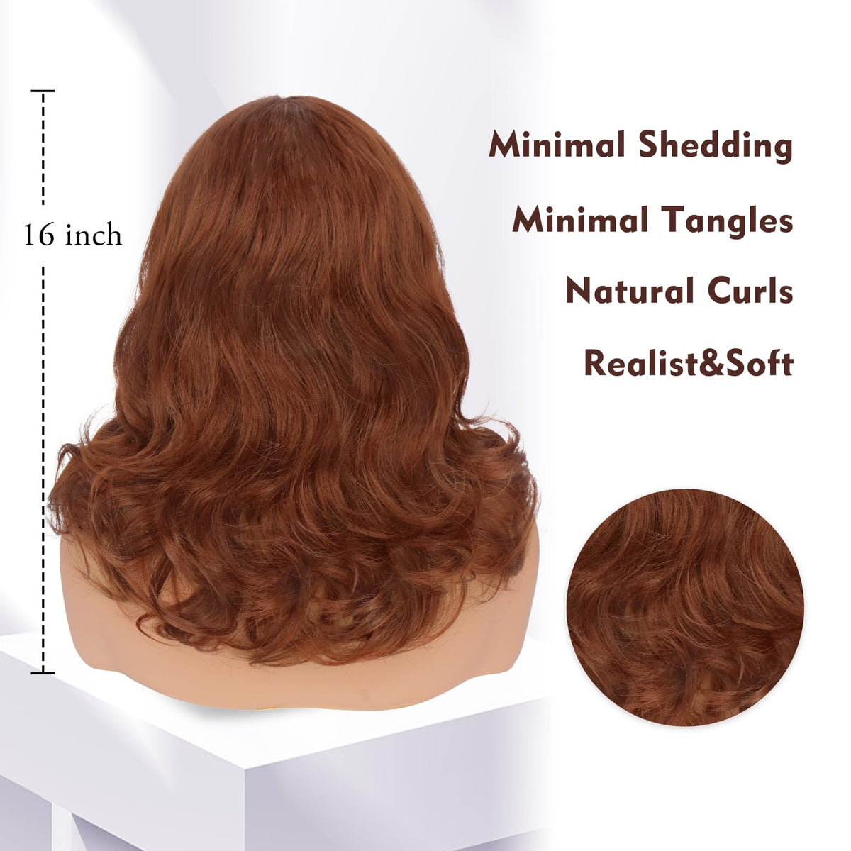 Burgundy Wig with Bangs 16 Inch Ombre Wig for Women