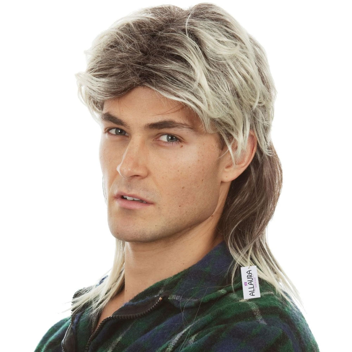 ALLAURA – Jon Snow Wig Northern Snow King Wig + Shield Jon Snow Pin – Bruno Short Black Curly Cosplay Wigs For Men Halloween Cosplay Halloween Costume