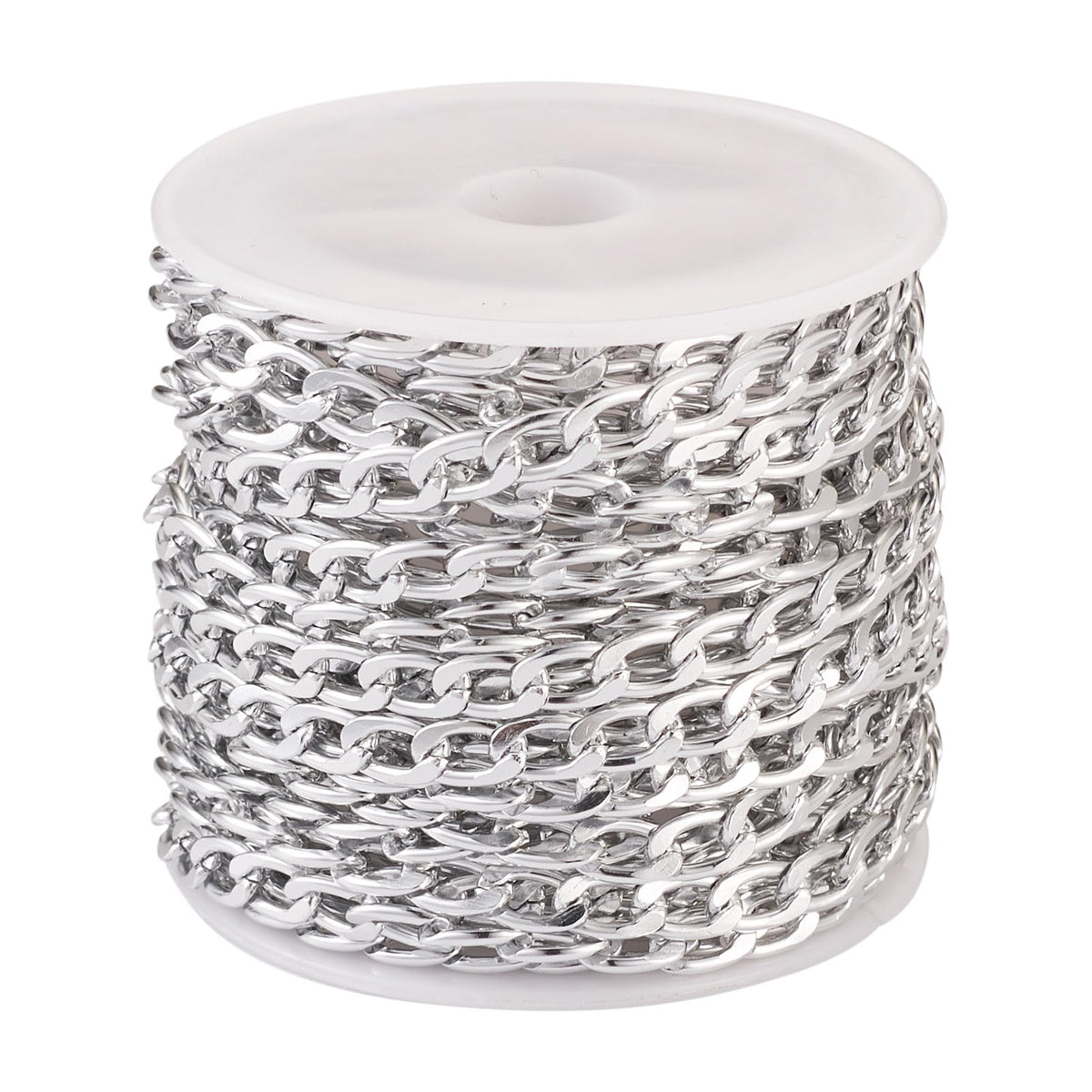 Beadthoven 16.4ft Aluminum Curb Chains, Silver Color Chains for Jewelry Making 5mm Wide Metal Craft Chain Link Spool Twisted Links Oval Curb Chains Unwelded for Clothes Necklace Bracelet DIY Findings