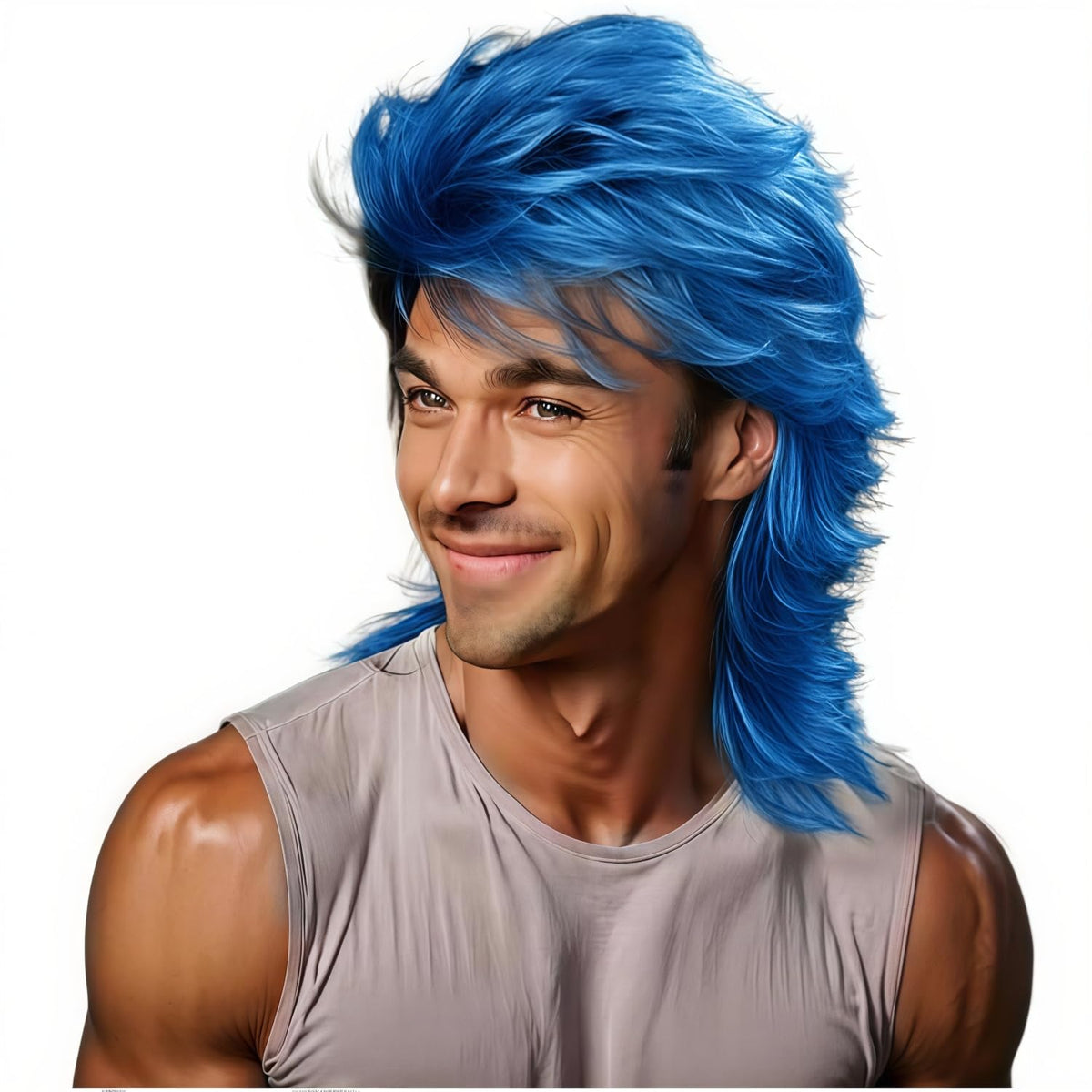 Mullet Wig Blonde 80s Men Wig,Punk Rocker Hair Party Daily Halloween Costumes Long Wigs