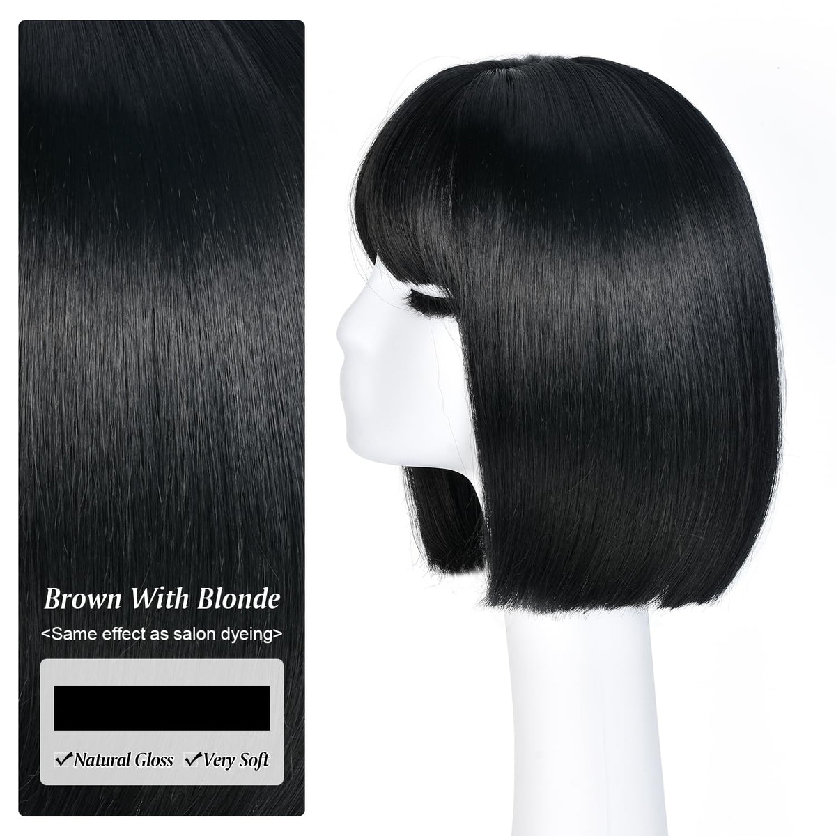 Hightlight Brown Bob Wig With Bangs Short Bob Wigs for Women Girl