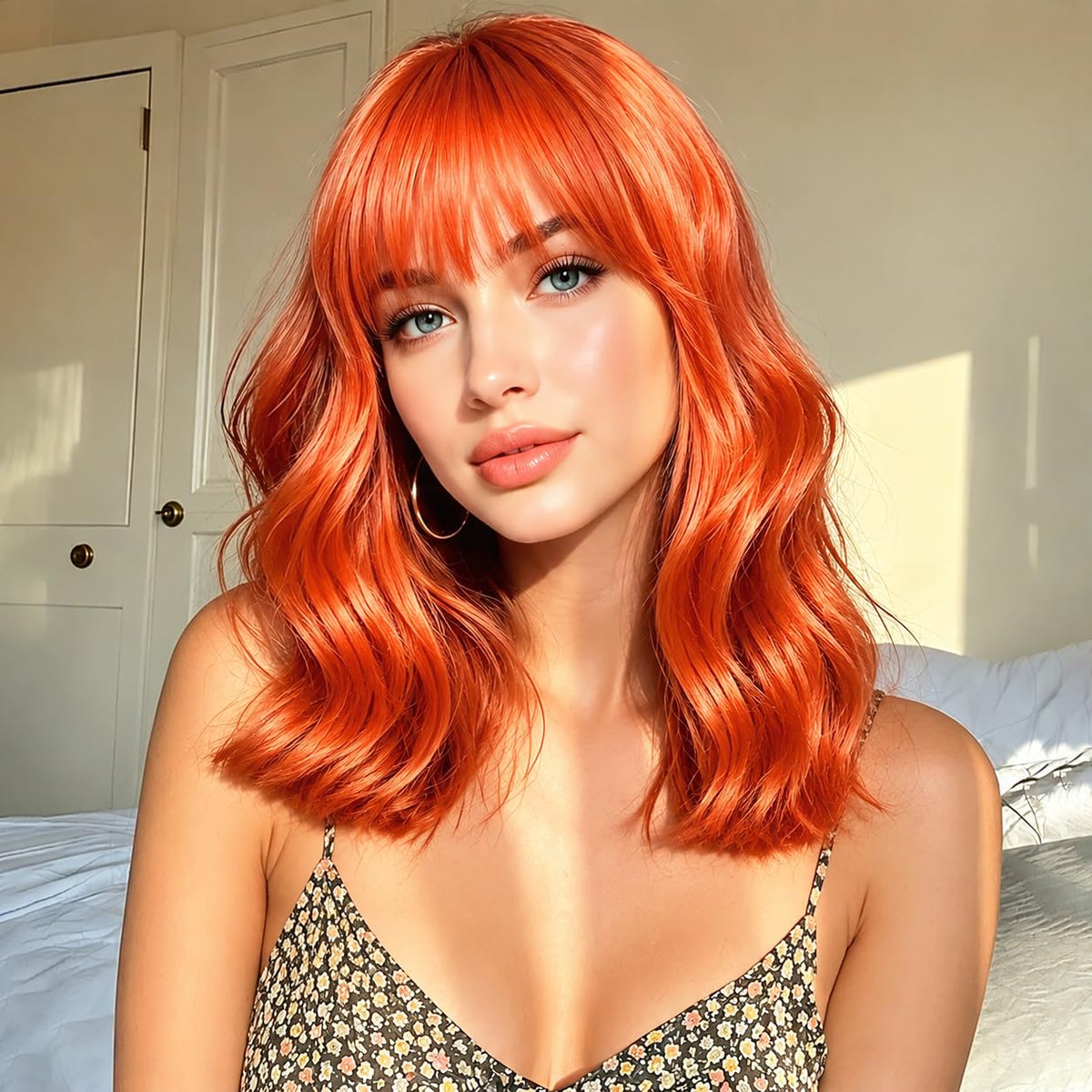 Sweetie Royal Blue Bob Wig Bangs – Wavy Synthetic Shoulder Length