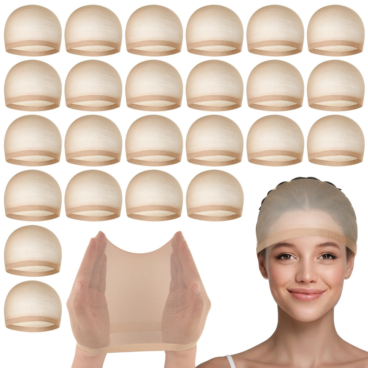 PLULON 6 Pcs Wig Cap for Women, Mesh Stocking Wig Caps Net Closed End Hair Mesh Net Liner Ultra-thin Invisible for Women Men Cosplay Show Halloween Bachelorette Party Music Festivals Daily Life