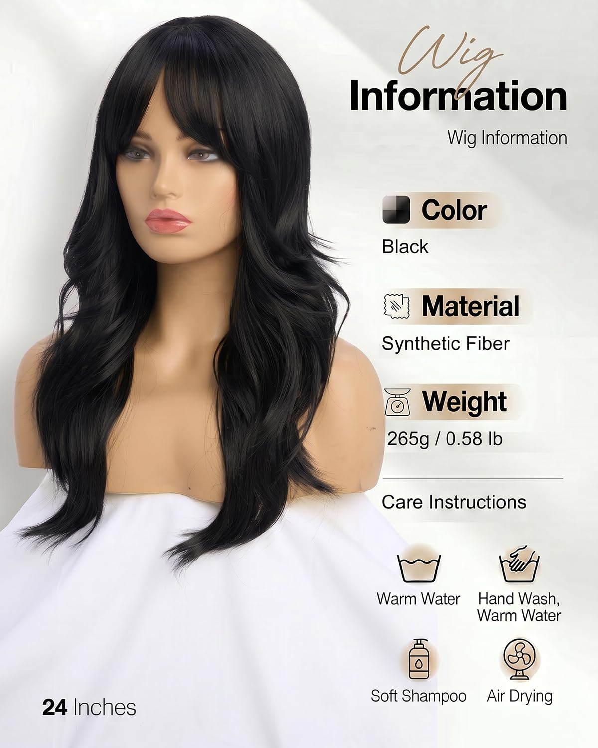 Ombre Pink Wavy Wig with Curtain Bangs 26 Inch – Long Layered Synthetic Hair Wig for Women, Natural Looking Dark Root Heat Resistant Wig, Soft Thick Full Wig for Daily Wear Party Cosplay