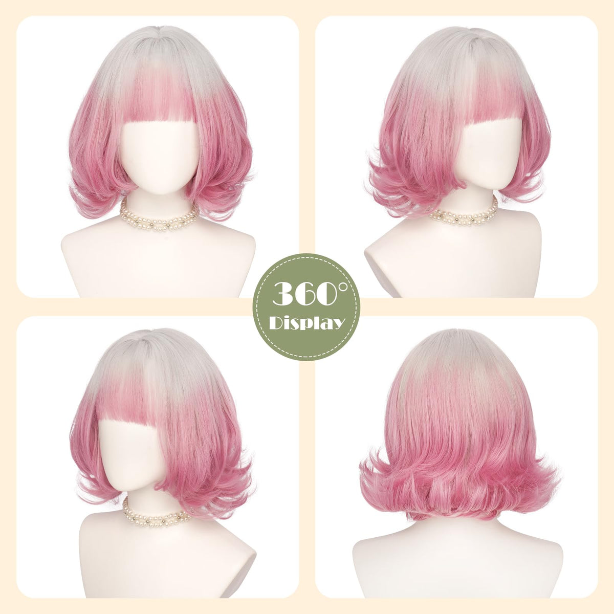 SOFEIYAN Short Wavy Violet Blue Wig - 12 Inch Dark Ginger Bob Wig with Bangs for Women Curly Shoulder Length Bob Wig with Bangs Soft Synthetic Hair Wigs for Girls Daily Party Use