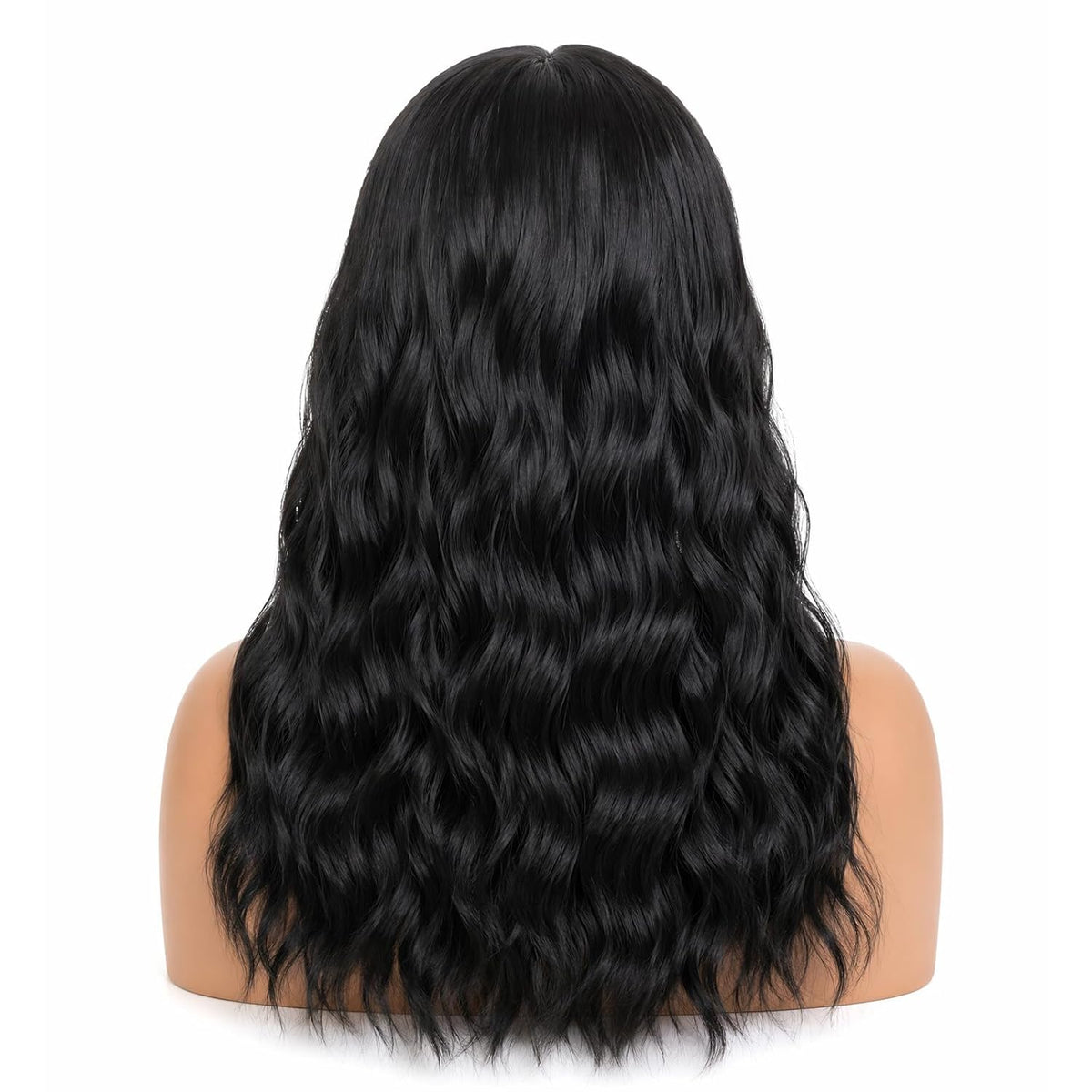 Black Male Wig Long Wavy Black Wig Shoulder Length for Halloween Cosplay