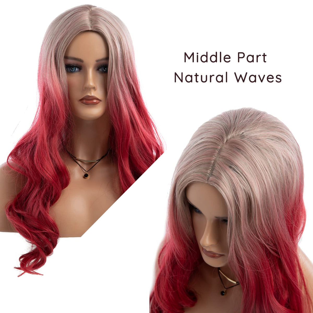 Long Curly Wavy Silver Grey to Purple Wig Side Part Natural Looking Synthetic Cosplay Wig for Women